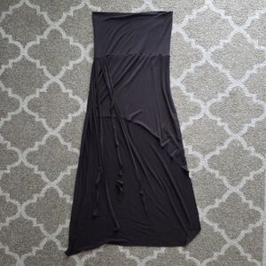 Bamboo High Low Fringe Maxi Skirt